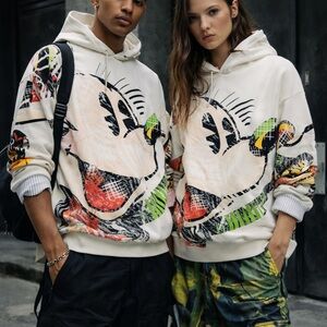 Desigual × M. Christian Lacroix Cubist Mickey Mouse Cotton Graphic Hoodie, M-XL